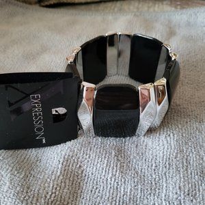 ⚡3/$15⚡ *NEW* EXPRESSION Black & Silver Stretchy Bracelet